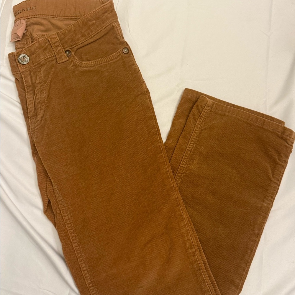 Banana Republic Straight Leg Corduroy Pants in Rust Brown